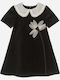 Children's Dress Short Sleeve Velvet Black, Ivory