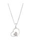 Senza Necklace Double with design Heart from Silver with Zircon