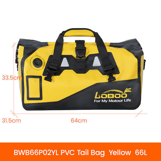 Loboo Waterproof Motorcycle Tail Bag 66lt Yellow