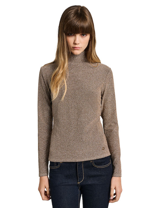 Damen Bluse Langärmelig Braun