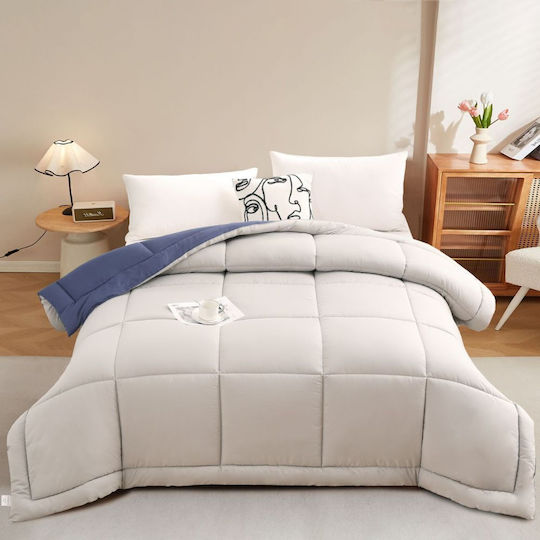 Homeone Bettdecke Großes Doppelbett 220x240cm Cream - Blue