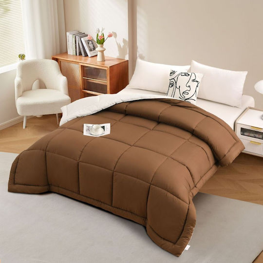 Homeone Bettdecke Einzelbett 160x220cm Καφέ - Ιβουάρ