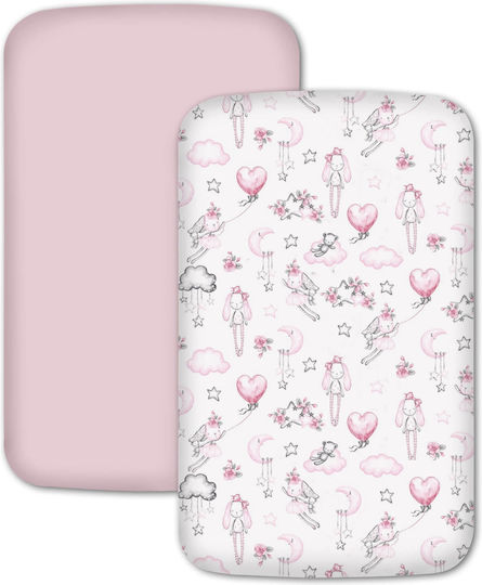 Kidizi Baby Sheets Set Crib Cotton Fitted Pink 90x50cm 2pcs