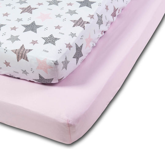 Kidizi Baby Sheets Set Crib Cotton Fitted Pink 120x60cm 2pcs