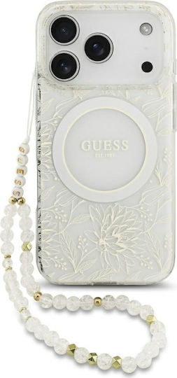 Guess Iml Flowers Allover Strap Umschlag Rückseite Kunststoff / Silikon Weiß (iPhone 17 Pro)