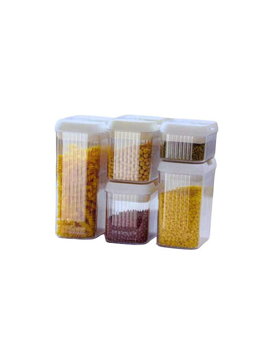 Set of 5pcs Jars General Use with Lid Plastic Transparent 1600ml
