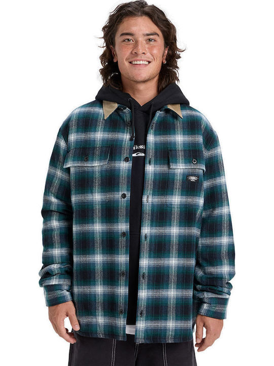 Mercury Long-sleeved Flannel Shirt in Wide Line Checked Blue