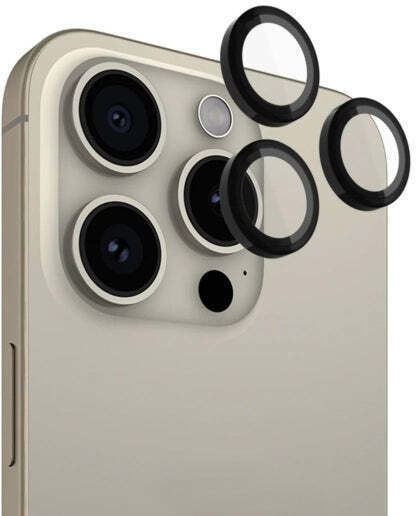 Lens Protector Protecție Cameră Tempered Glass Black pentru iPhone 15 Pro, iPhone 15 Pro Max