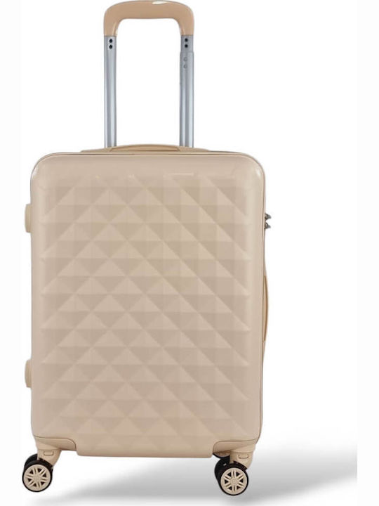 Kids Cabin Hard Beige Suitcase With 4 Wheels Height 55cm