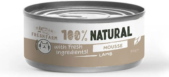 Fresh Farm Wet Food for Adult Cats in Cans with Lamb Meat Fish and Salmon Grain Free 85gr