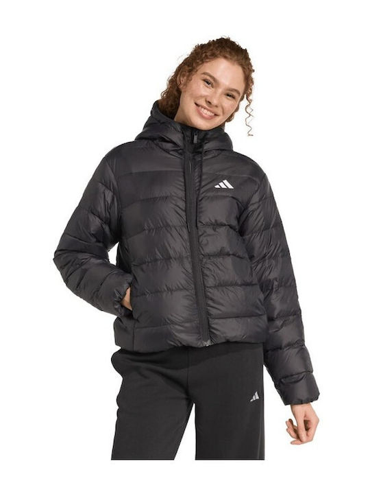 Women's Puffer Jacket for Winter with Hood Black