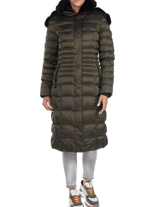 Chrystaline Μακρύ Γυναικείο Puffer Μπουφάν Αδιάβροχο και Αντιανεμικό για Χειμώνα Tourmaline Green