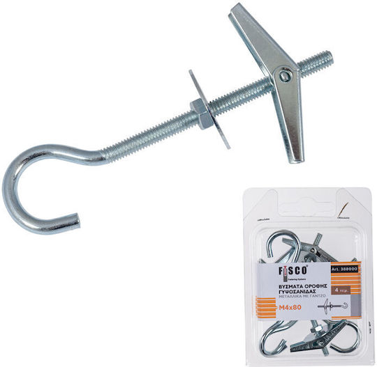 Fisco M4x80 Drywall Ceiling Anchors Metallic Hook Blister 4 Pieces 388000