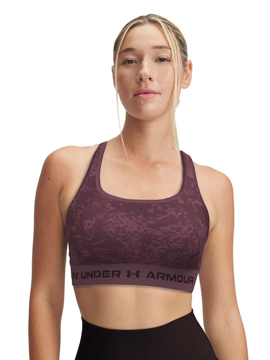 Under Armour Crossback Mid Print Γυναικείο Μπουστάκι Μωβ