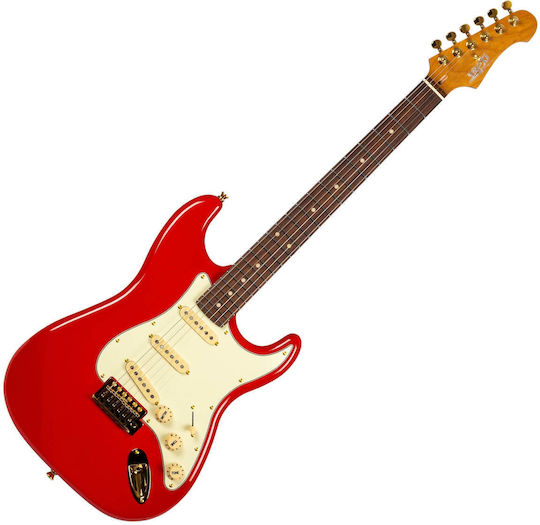 Jet Guitars Electric Guitar Stratocaster with SSS Pickup Configuration Red