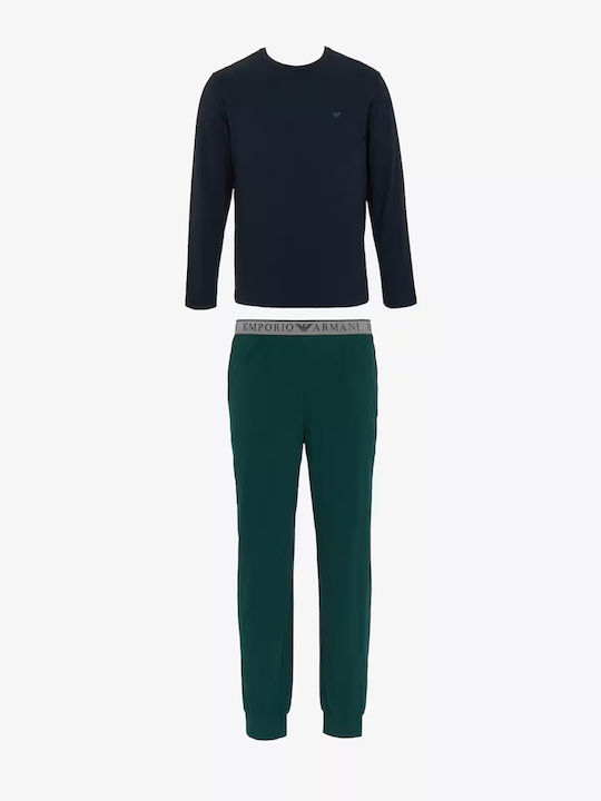 Emporio Armani Men's Winter Pajamas Set Armani Blue-pine
