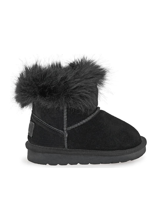 Suede Kids Snow Boots Black
