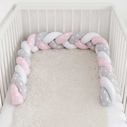 Crib Bumpers Braided Inside Pink, Gray, White