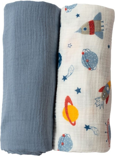 Kidizi Swaddle Blanket Blue 100x100cm. 2pcs