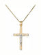 Men's Gold Cross 14K Double Sided with the Crucified with Chain