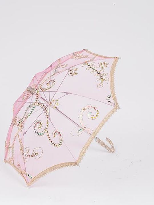 Eurolamp Kinderregenschirm Gebogener Handgriff Rosa 41cm
