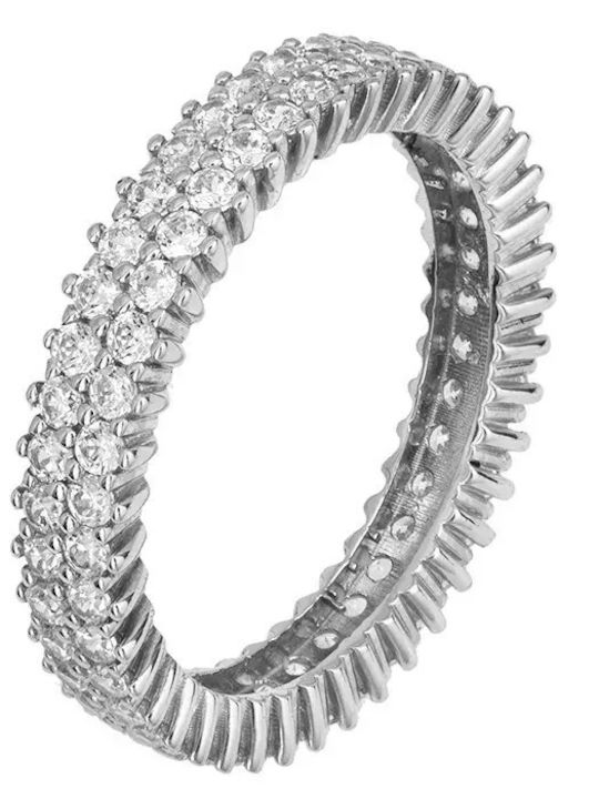 Damen Ring Vollring mit Zirkonia aus Weißgold 9K