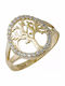 Ring with Pearls & Zircon made of Gold 14K