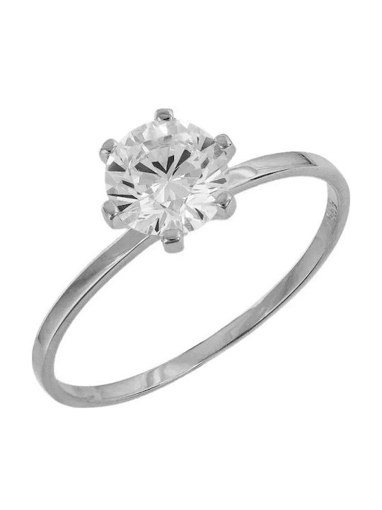 Einzelner Steine Ring Aus Weißgold 14K Einzelner Steine Ring Aus Weißgold 14K