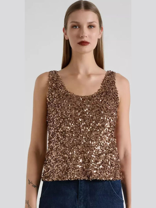 Women's Blouse Sleeveless Brown