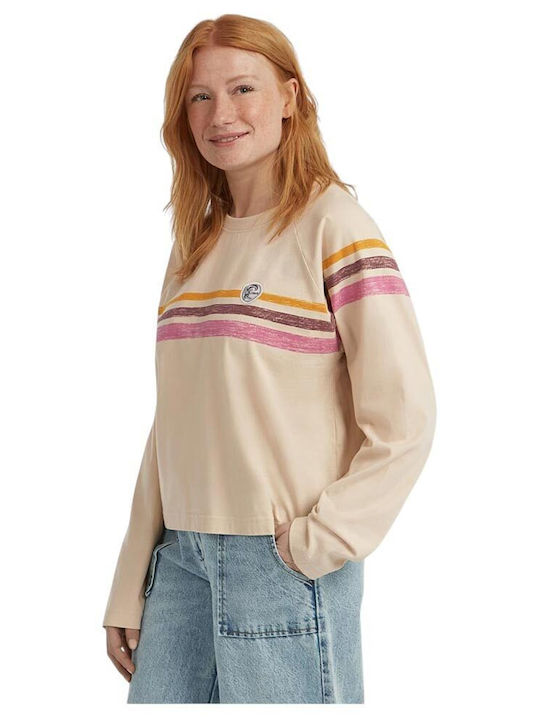 Damen Langärmelige Beige Bluse