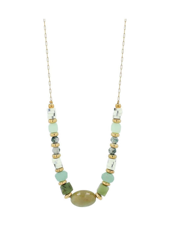 Akzent Necklace from Gold Plated Steel Turquoise