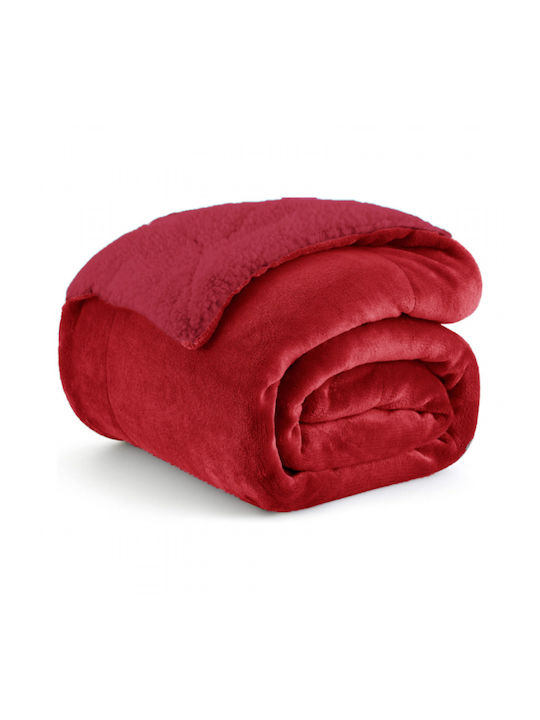 Sherpa Κουβέρτα Fleece Υπέρδιπλη 220x240εκ. Bordo