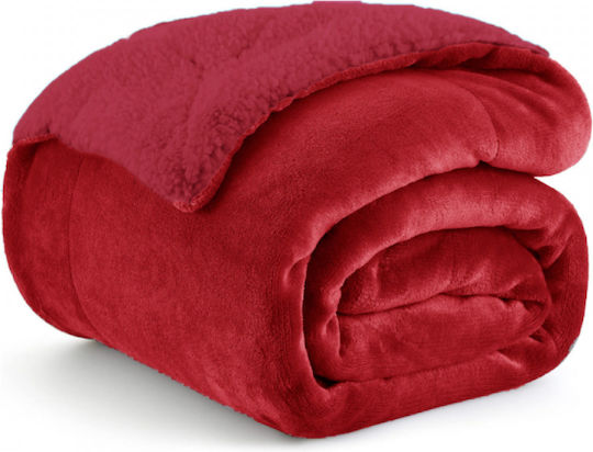 Sherpa Κουβέρτα Fleece Υπέρδιπλη 220x240εκ. Bordo KP107