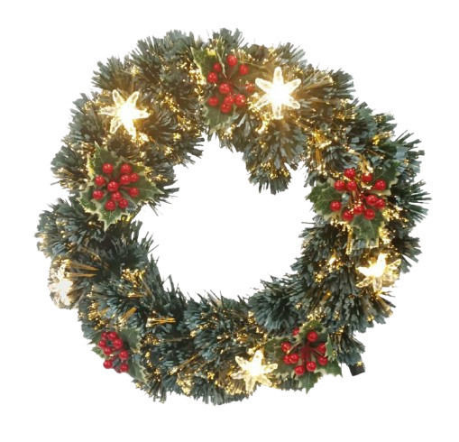 Kmt Style Christmas Decorative Wreath Diameter 50 Cm Illuminated Green 298016