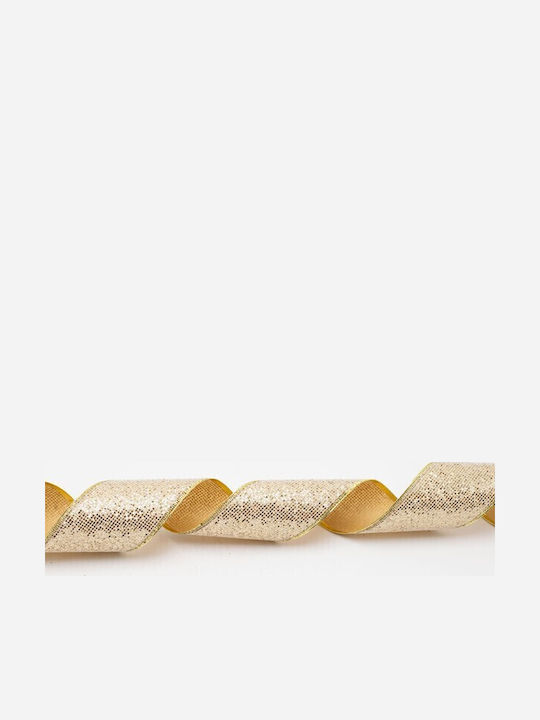 Panglică Aurie cu Sclipici 6,30cm 10m