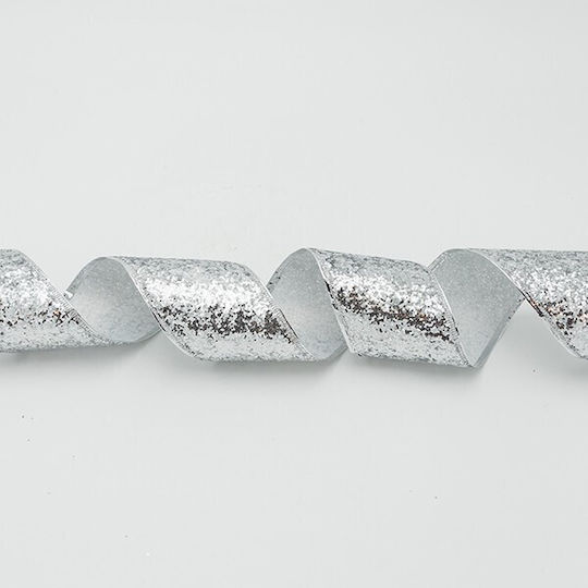 Ribbon With Silver Chunky Glitter 6.30cm 10m
