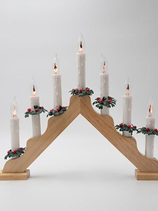 Wooden Candlestick Bridge Earthy Brown Transformer 40x4.8x33.8cm