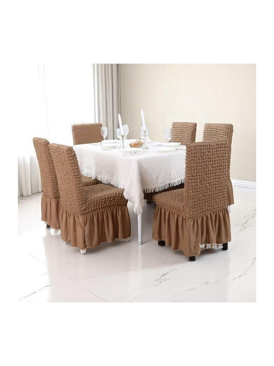 To megalo pazari Elastic Cover for Chair Mocha 6pcs TMP-4589