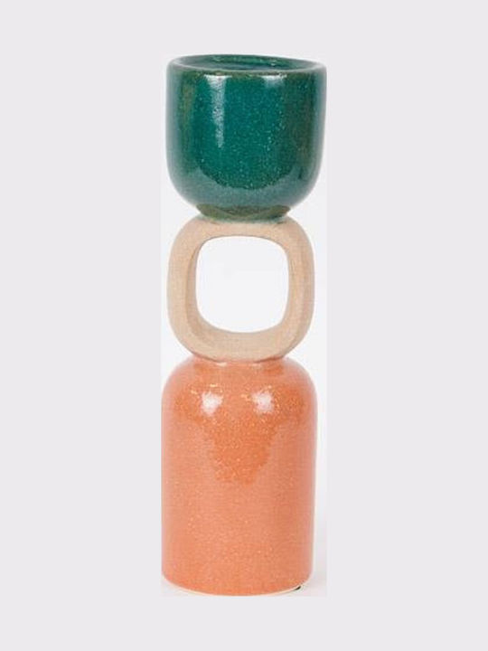 Set of Candle Holders Ceramic in Green Color 9.5x31.5x9.5cm 2pcs