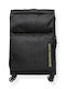 Mandarina Duck Zephyr Μεγάλη Βαλίτσα Ταξιδίου Υφασμάτινη Black με 4 Ρόδες Ύψους 78εκ.