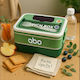 Abo Plastic Food Container 2 Levels Fork & Spoon Green 313708