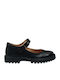 Kids Anatomic Leather Ballerinas with Adjustable Metal Clasp Black