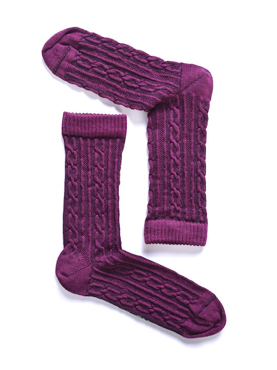 Women's Socks Me-we Woolen Chain Knit Burgundy