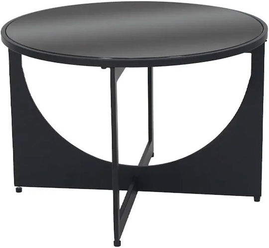 Masă Laterală Rotundă Mese De Cafea Din Sticlă Neagră Mată M61xL61xÎ40cm