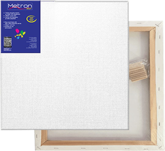 Metron Καμβάς Τελάρο Λευκός Σφήνες 40x40εκ 350gr/m²
