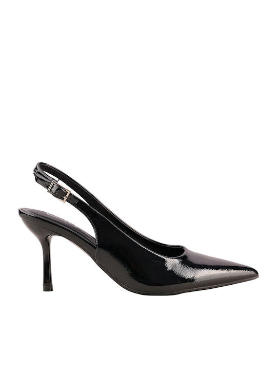 C'm Paris Synthetic Leather Stiletto Black High Heels
