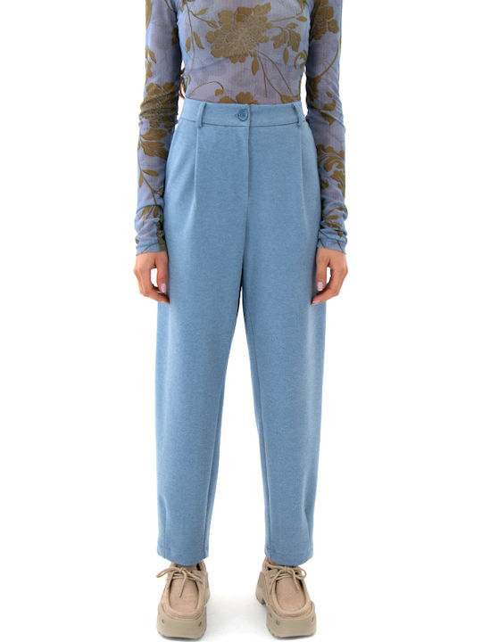 Moutaki Damen Stoff Hose mit Gummizug Light Blue