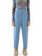 Damen Stoff Hose mit Gummizug Light Blue