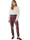Women's Fabric Trousers Straight Line Dark Red