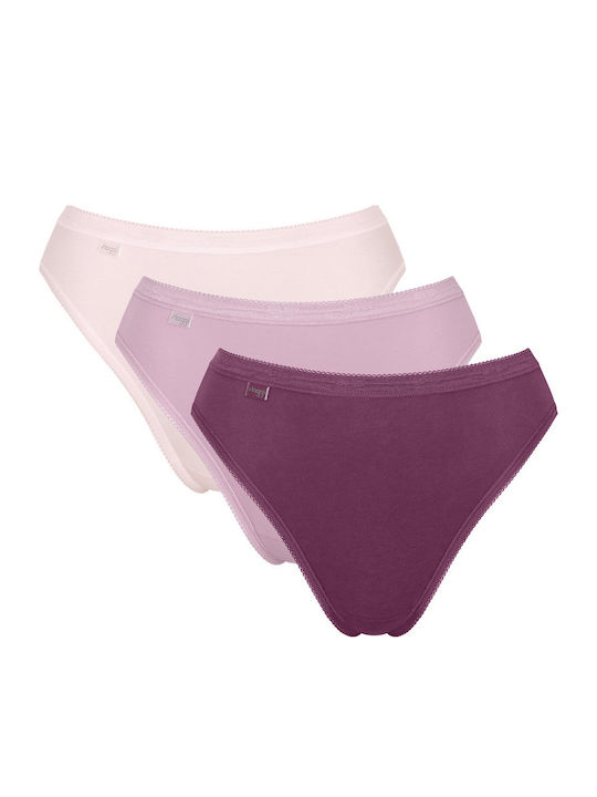 Sloggi Basic Tai Βαμβακερά Femei Slip 3Pack Ecr...